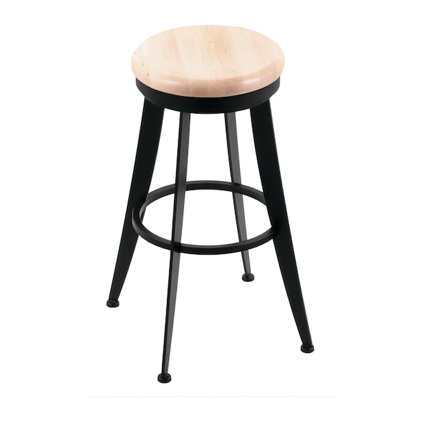 Laser 30" Swivel Bar Stool, Black Wrinkle, Natural Maple Seat